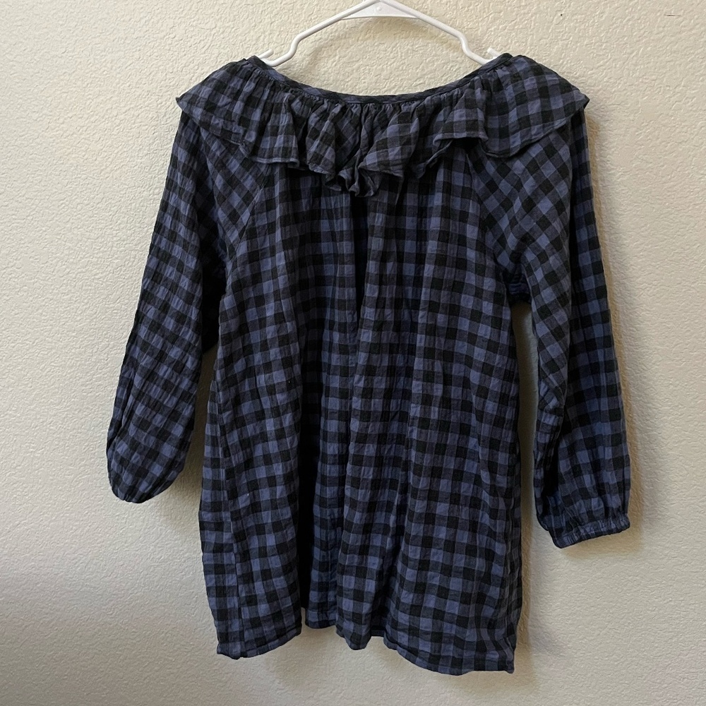 HATCH | The Margot Top Black and Blue Ruffle Collar Gingham Maternity | Size 0 - Picture 5 of 7